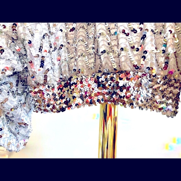 Neiman Marcus VTG 60’s Metallic Silver sequin Sheer dolman blouson Size S-M - Picture 12 of 17